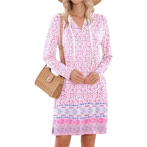 Womens UPF 50+ Cover-Up Dress Beach SPF Sun Protection Long Sleeve